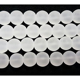 Frosted Glass Beads White Balls 10 mm Matt Strange Iced Pearl R59