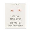 Philip Jones Rose Gold Plated Love Knot Earrings with Quote