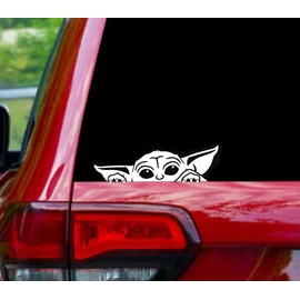 Peeking Yoda 7 Inch White Car Laptop Truck SUV Decal