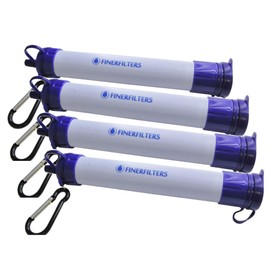 FINERFILTERS Personal Portable Water Filter Straw - 0.01 Micron Filter Membrane Provides Microbiological Water Purification, Ideal For Camping & Hiking etc. (4 Pack)