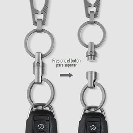 KeyUnity KA45 Llavero de Titanio de Liberación Rápida, Llavero Magnético Para Llaves de Coche - Gira 360°
