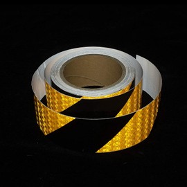 XFXIA Reflective Tape, 2 Inch x 65 Feet, Yellow Black Waterproof Self Adhesive Tape Outdoor Safety Caution Reflector for Trailers, Bikes, Cars