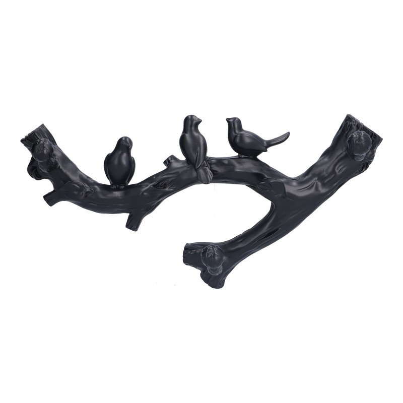 Decorative Hook Black Bird Branch Shape Three Dimensional Wall Mounted