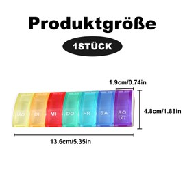 Tablettenbox 7 Tage,Tabletten Medikamentenbox Pill Organizer Box,Tablettendose Tablettenspender Dispenser Persönlicher Fächer Pillenbox Aufbewahrung,Klein Pillendose für Woche Mitnehmen Medikamente