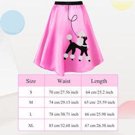 Breathffy 1950s Poodle Skirt Costume Outfit for Women Skirt Scarf Belt Sock Eyeglass Headband Earring(Pink, Medium)