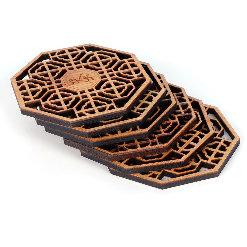 6PCS Bamboo Coaster Teacup Mat AntiScald Heat Insulation Pad Tea