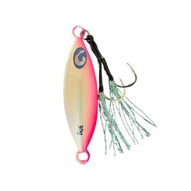 Slow Pitch Jig, Micro Size, Multicolor Teardrop Shape (Pink Back Full Glow, 30g)