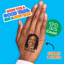 Big Dot of Happiness Custom Photo Miss You - Going Away or Welcome Back Party Favors - Fun Face Temporary Tattoos - Set of 12