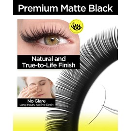 BEYELIAN Eyelash Extension Natural Matte Black 0.05D+ Curl 13mm Tray Easy Fan Lash Extensions Volume Lashes 100°/212°F High Temperature Resistant Classic Professional Use (0.05 D+ 13mm)