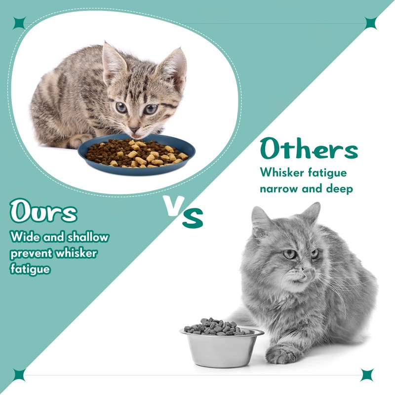Gerrii 6 Pieces Shallow Cat Food Dish, Whisker Friendly, Lightweight,