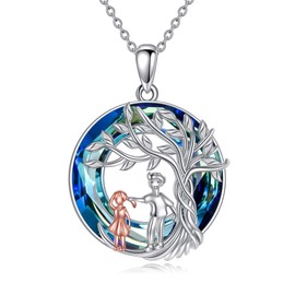 CRMAD Sister Gifts from Brother for Sister Sterling Silver Necklace Jewelry for Birthday Christmas Gifts (crystal 2)