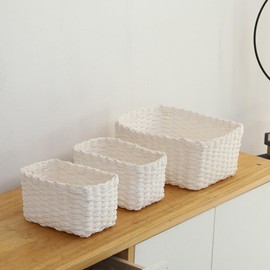 Sonhomay Woven Storage Bin Set of 3, Straw Baskets for Organizing, Large and Small Storage Baskets Set, Natural Straw Storage Baskets Organizer Bins for Pantry Shelf, Basket Organizer for Home Uae