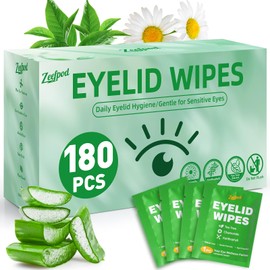 180PCS Tea Tree Oil Eyelid Wipes – Individually Wrapped Eye Lid Cleaning Wipes，Soothing For Sensitive Eyes, Stay Hydrated Lid Wipe
