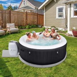 AFFLUENT 77" EVA Hot Tub Mat & Pad for Inflatable Tubs - 1/4" 6MM Thickened Non-Slip Outdoor/Indoor Protective Mat, Waterproof Durable Inflatable Hot Tub Accessories, Easy Clean (Gray)