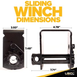 US Cargo Control Sliding Winch for Flatbed Trailer, 4 Inch Cargo Tie Down Stores Up to 50 Feet of Webbing, Tie-Down Winch Fits C-Track, 5,500 LBS Working Load Limit