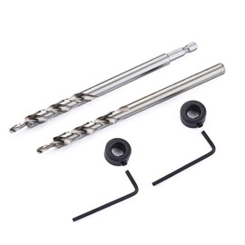 2 Pcs 3/8"(9.5mm) Pocket Hole Drill Bit, HSS Twist Step Drill Bit with Depth Stop Collar for Manual Pocket Hole Grill Guide Drill Tools Kit