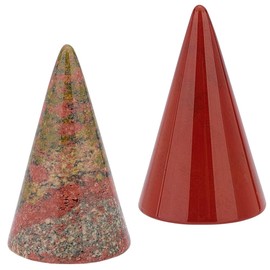 arricraft 2 Pcs Natural Crystal Ring Holder, Red Jasper Modern Ring Holder Cone Crystal Stone Jewelry Ring Display Holder Finger Ring Stand for Ring Display Support Holder Wedding