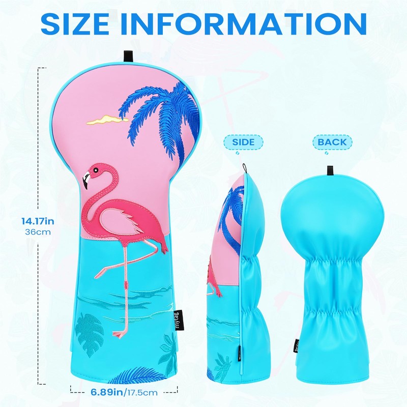 mytag Tropical Driver Headcover, Flamingo Patch Golf Driver Head Cover