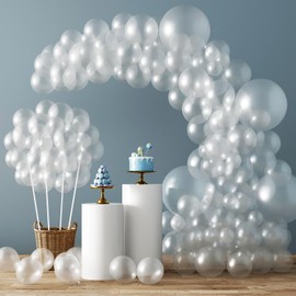 RUBFAC 129pcs Clear Balloons Different Sizes 18 12 10 5 Inches for Garland Arch, Transparent Balloons for Birthday Baby Shower Gender Reveal Wedding Party Decoration