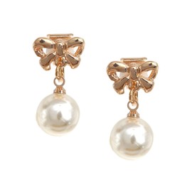 Idin Jewellery - Bow with Faux Pearl Drop Clip On Earrings
