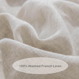 meadow park French Linen Sheet Set-100% Washed Linen-Full Size-Natural Linen-4 Pieces (1 Flat Sheet, 1 Fitted Sheet & 2 Pillowcases), 16" Deep Pocket, Breathable,Ultra Soft and Durable