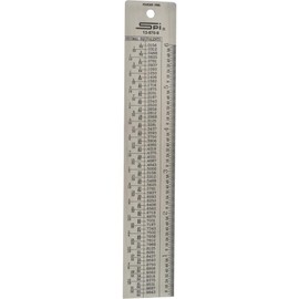 SPI 13-970-9 Tap Drill Size Reference Table with 6" Measuring Scale