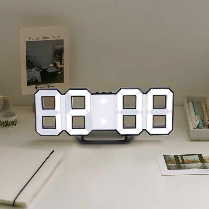 Digital LED Large 3D Table Hanging Wall Clock Alarm Snooze