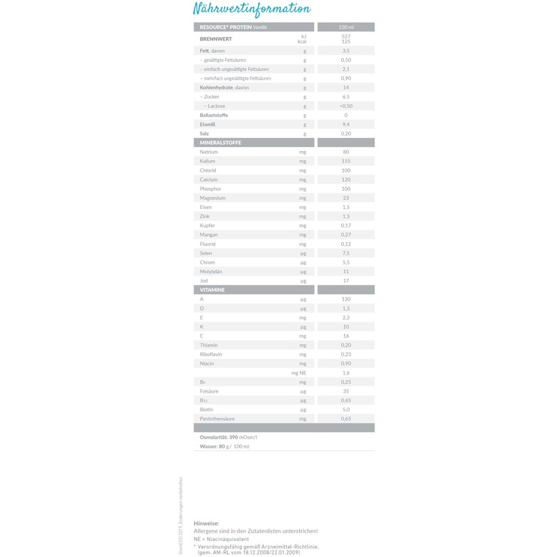 Nestle Drinking Food Resource® Protein Drink Vanilla, 200 ml, Pack