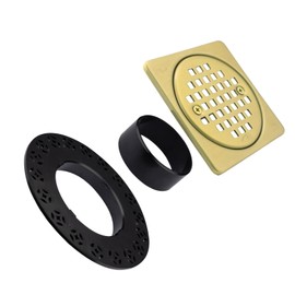 4-Inch-Drain-Grate Kit Compatible with Schluter Kerdi-Drain-Flange-Square Shower Floor Drain Matte Gold