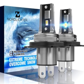 N NORDLICHTER H4 9003 Bulbs, 9003 H4 Fog Light 300% Brightness 1:1 Mini Size 6500K Xenon White Fanless Wireless Bulbs for Car (Pack of 2)