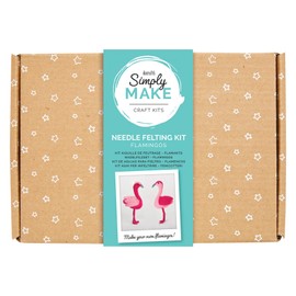Simply Make Needle Felting Kit - Flamingos (2pk) Design for Kids and Adults, Including Wool, Needles, and all Tools, Perfect for Adult Crafts and Beginners - Needle Felting Art & Craft Kit