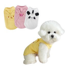 AmzBarley Dog Clothes, Shirt, Spring, Sleeveless, D-Ring Included, 3D Animal Pattern, Embroidered, Cute, Dog Clothes, Small Dogs, Spring and Summer, Vest, Soft, Breathable, Lightweight, Hair Loss