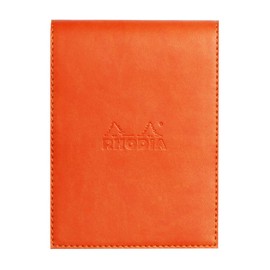 Rhodia 128214C Notepad N12 (with Faux Leather Protective Case, 9.5 x 13 cm, Lined, Chic and Elegant, Ideal for Your Notes) 1 Set, Tangerine