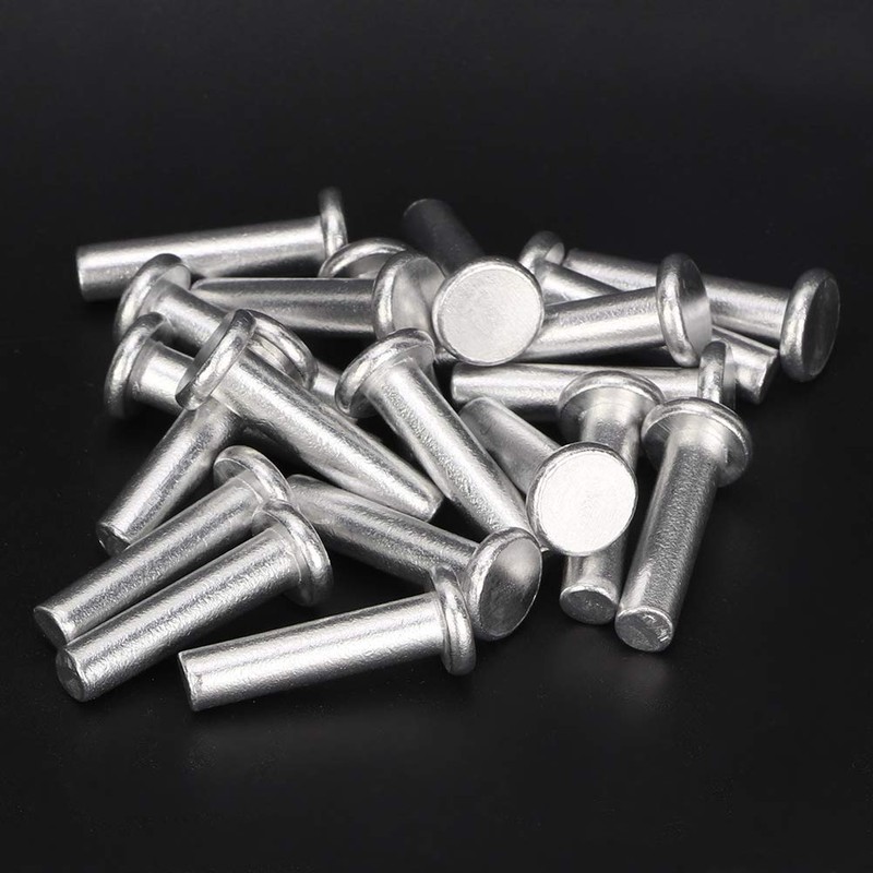 Hyuduo 20Pcs Gb867 M6 Flat Head Solid Aluminum Rivets Fasteners(M6*25),Rivet