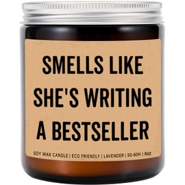 Smells Like She's Writing A Bestseller1 Candle - Funny Writer Gift - Gift New Book Creative - Gifts for Friend- Coworker- Book Writer - Lavender Fragrance - 8Oz Soy Wax Candle