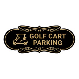 Signs ByLITA Designer Golf Cart Parking Sign (Black Gold) - Large