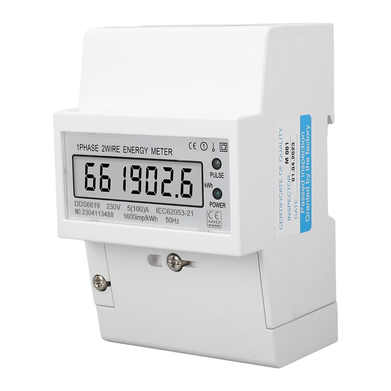 Electricity Meter 1 Phase 2 Wire LCD AC 5A 100A