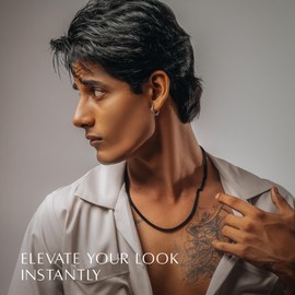 RTZN® Cuban Link Chain for Men – 5mm Black Chain Necklace – Premium Diamond-Cut Stainless Steel Black Necklace for Men – NON-TARNISH & 100% Waterproof Men Jewelry Necklace (20" Inches)