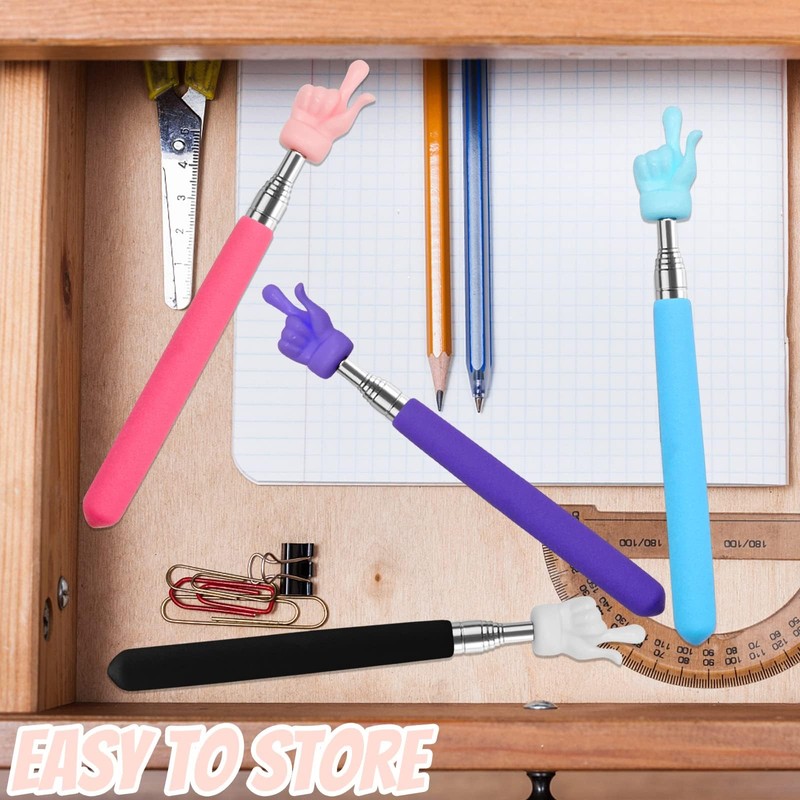 4Pcs Telescopic Teachers Pointer, Mini Extendable Hand Pointer Finger Pointer