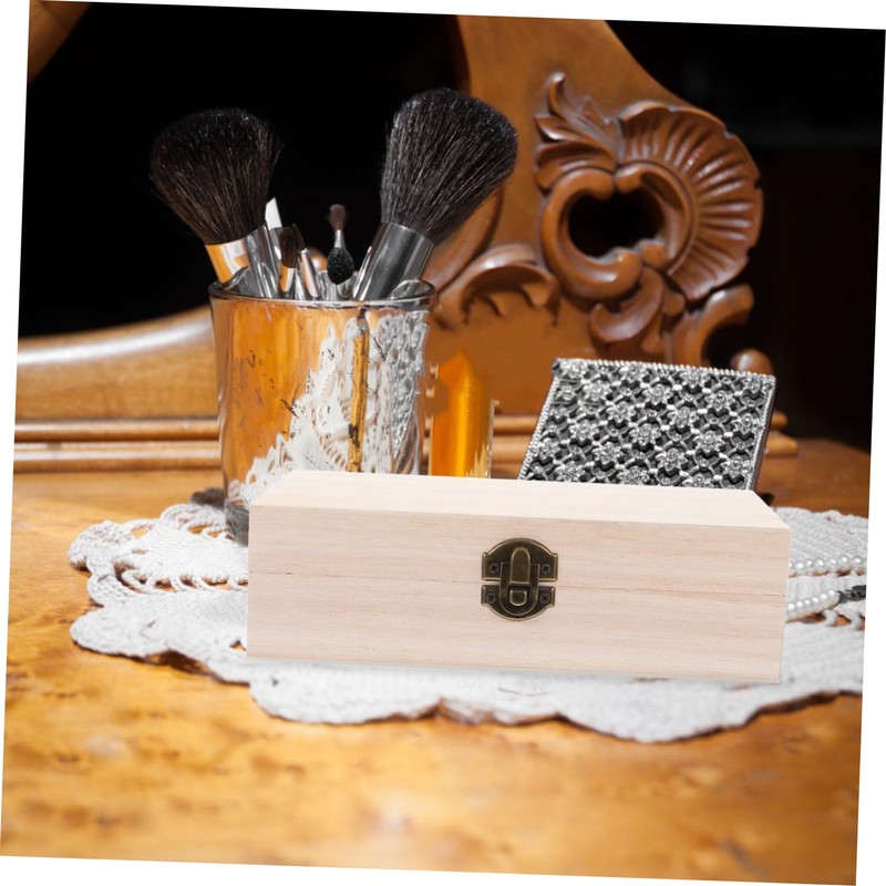 iplusmile Rectangle Unfinished Wood Jewelry Box with Hinged Lid for