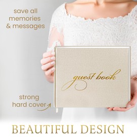 Wedding Guest Book Includes 200 Beautiful Stickers, Elegant Guest Book, to Sign at Your Reception Party, Perfect Guest Book for Home, Guest Sign in Book Wedding Line in a Soft Color.