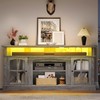 YITAHOME LED Farmhouse TV Stand for 75 Inch w/Outlets, Modern