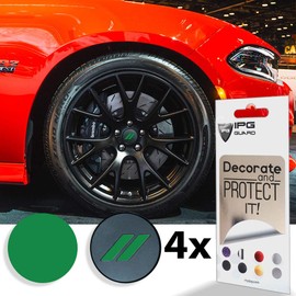 IPG for 2017-2019 Dodge Challenger Hash Rhombus Center Cap Overlay Decals Set of 4 (Green)