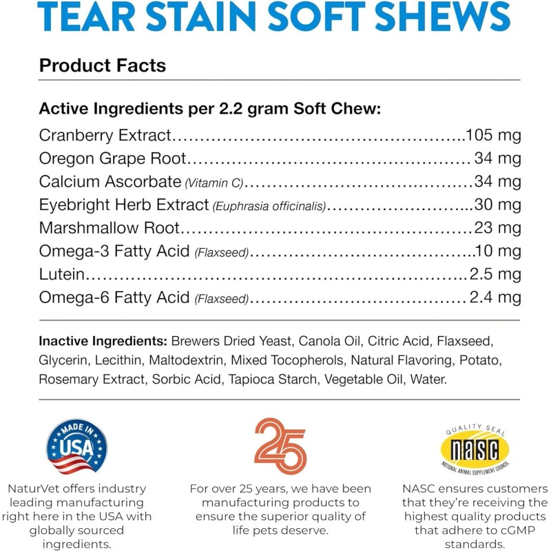 NaturVet Tear Stain Helps Eliminate Tear Stains Dogs & Cats