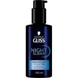 Gliss Night Elixir Aqua Revive (100 ml), Hair Serum Moisturises Normal to Dry Hair During Sleep, Hair Care Repairs Hair Long-Lasting