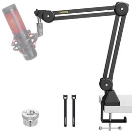 MAONO Microphone Boom Arm: Heavy Duty Adjustable Metal Suspension mic stand with Upgraded Desk Clamp and 3/8" to 5/8" Screw Adapter for Podcasting Recording Streaming Gaming - BA37