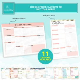 Decorably Weekly Planner Pad Landscape - 52 Sheets Weekly Planner Notepad Tear Off, 11x8.5in To Do List Planner, Undated Weekly Planner Pad, Weekly Planner Tear Off, Weekly To Do List Planner