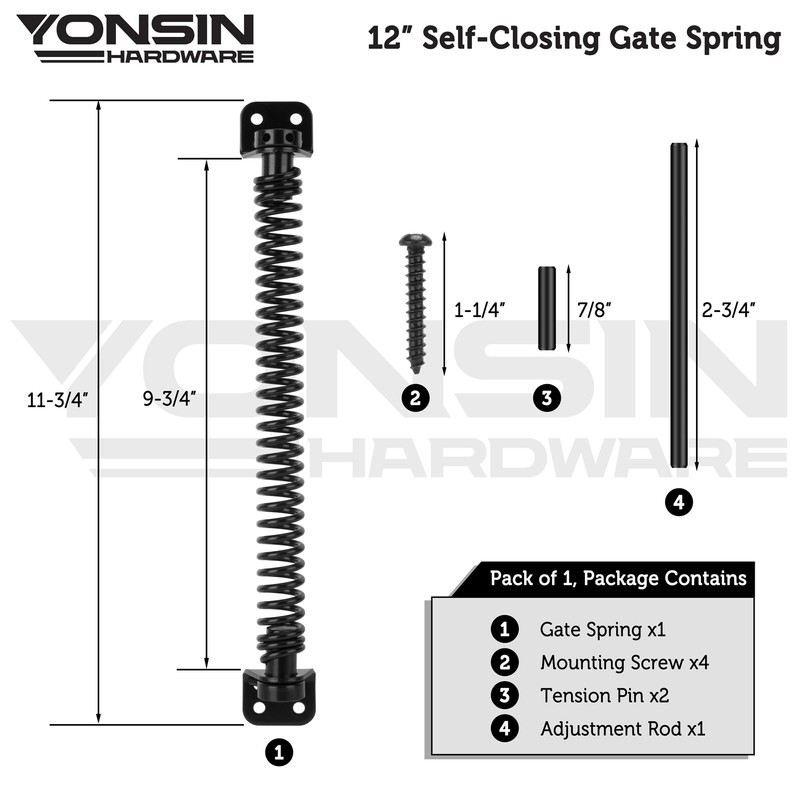 YONSIN 11-1/2" Self Closing Gate Spring Heavy Duty Door Springs