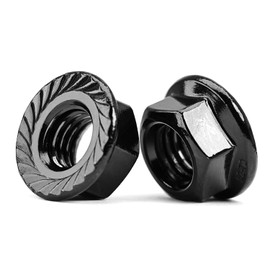 M5-0.8 Serrated Flange Hex Nuts, Hexagon Flange Nuts 304 Stainless Steel Black Oxide, Metric Hex Lock Nuts, DIN6923 (10 pcs)