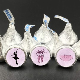 MAGJUCHE Ballerina Candy Stickers, Pink Girl Dance Twirl Ballet Flats Shoes Tutu Birthday Party Sticker Labels for Favors, Decorations, Fit Hershey’s Kisses, 304 Count